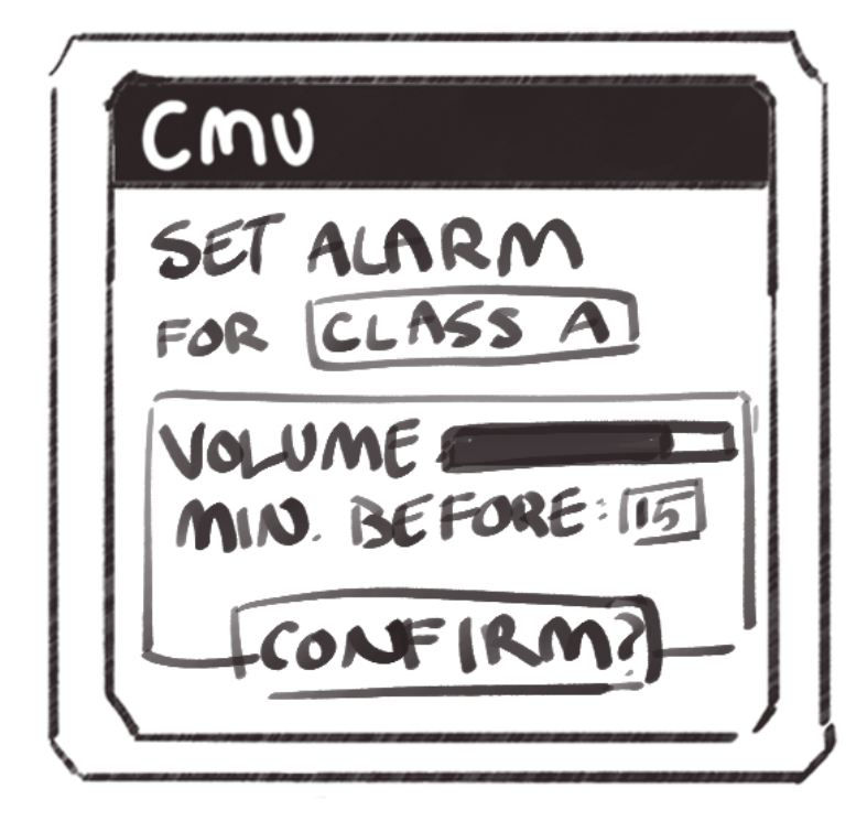 Interface sketch for setting a class reminder